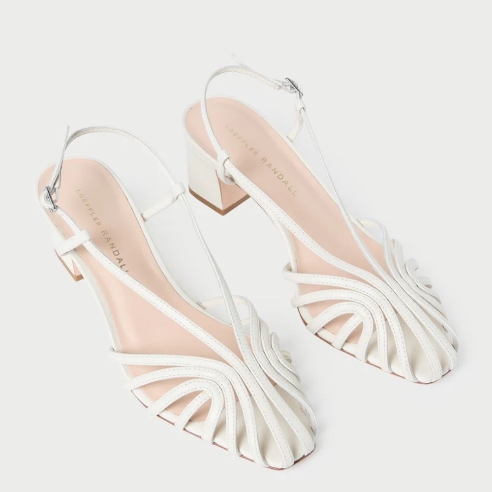 NEW & UNWORN Loeffler Randal - Priscilla Cream Heeled Sandal - Size 7.5